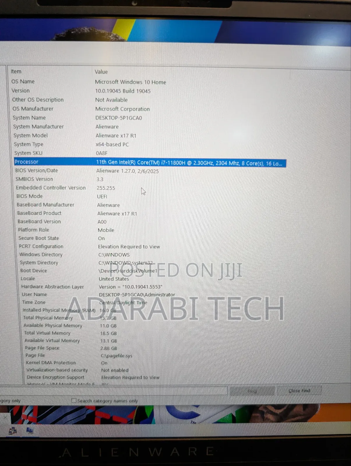 Laptop Dell Alienware X17 R1 16GB Intel Core I7 SSD 1T