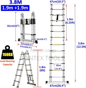 Aluminum Telescopic Ladder (1.9+1.9 M)