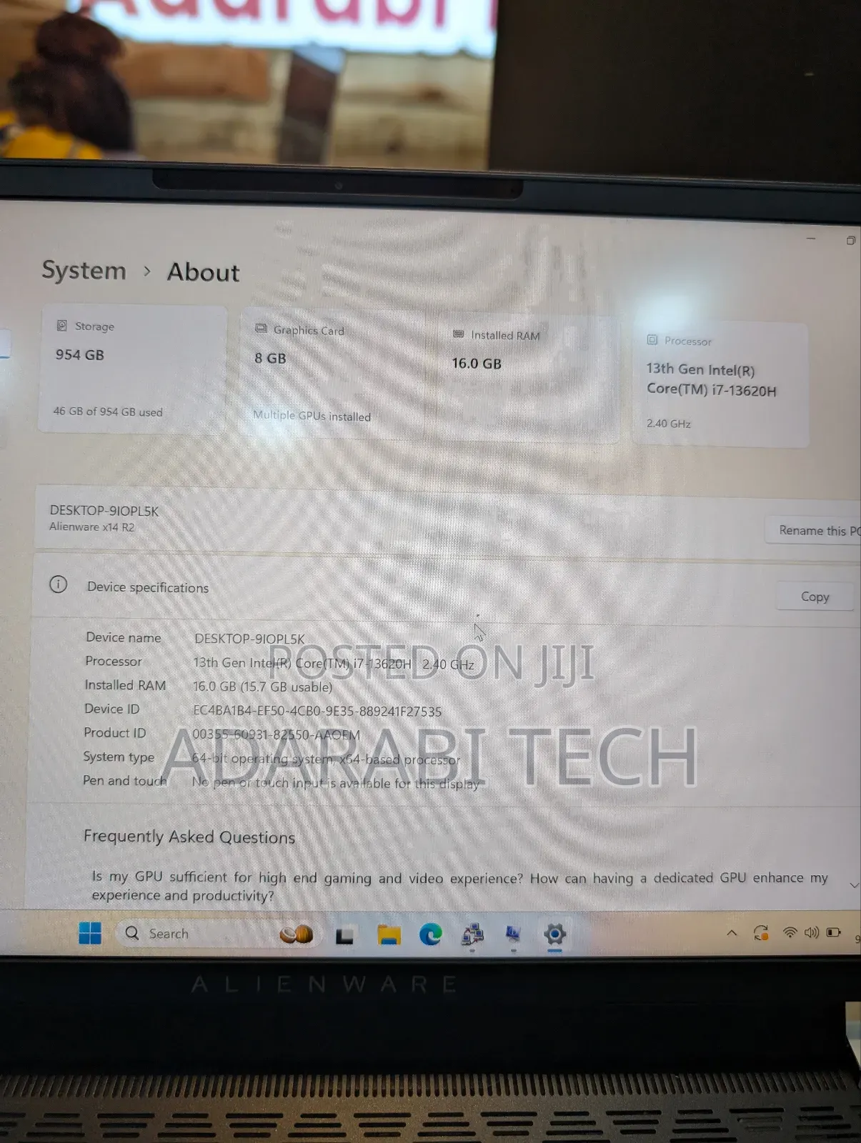 Laptop Dell Alienware X14 16GB Intel Core I7 SSD 1T