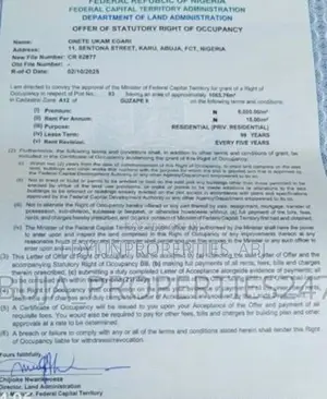 Residential Plot Of Land At Guzape Ii. Fct Abuja