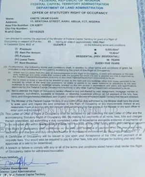 Residential Plot Of Land At Guzape Ii. Fct Abuja