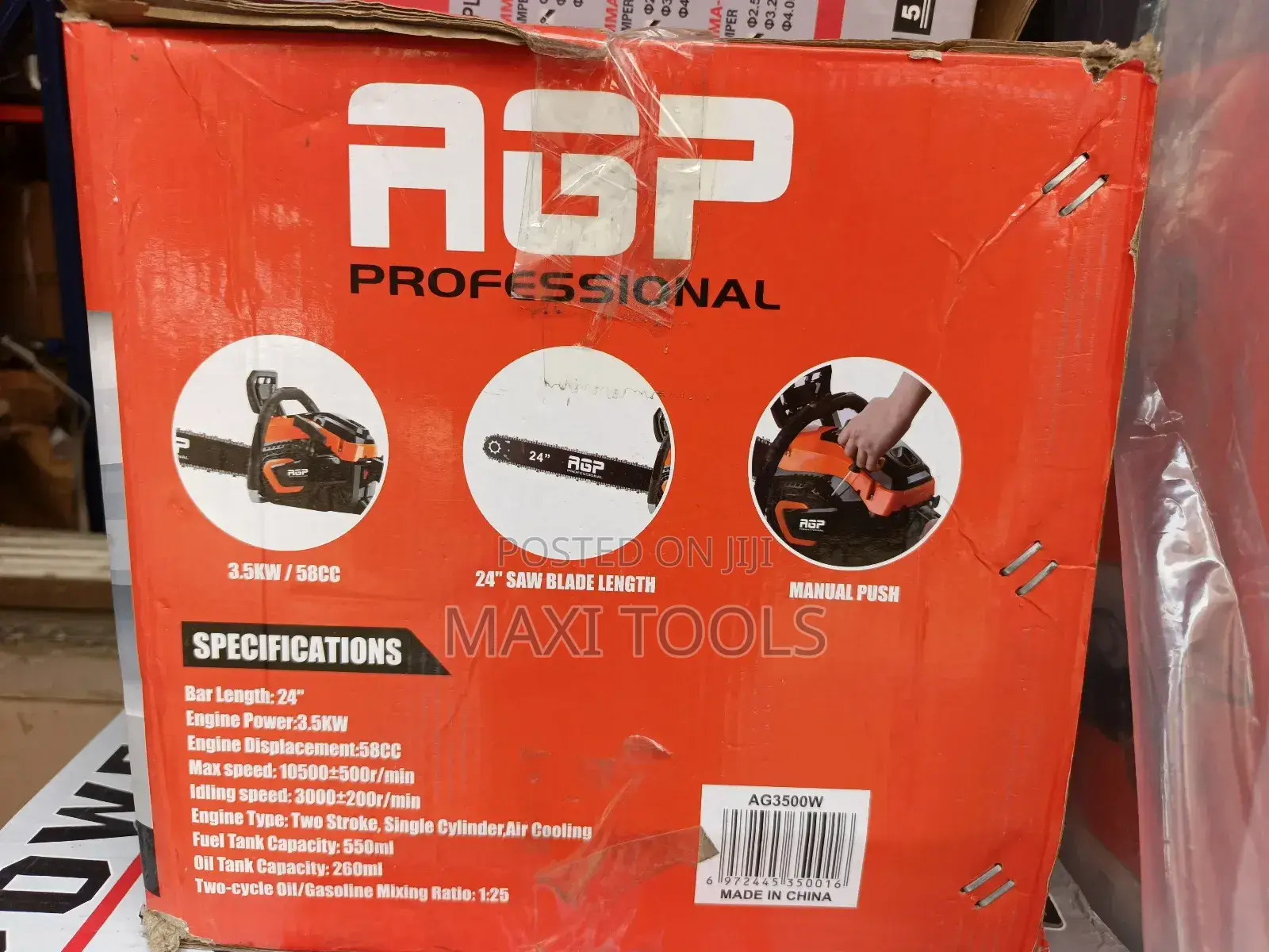 Agp Professional Gasoline Chain Saw, Model Ag3500w