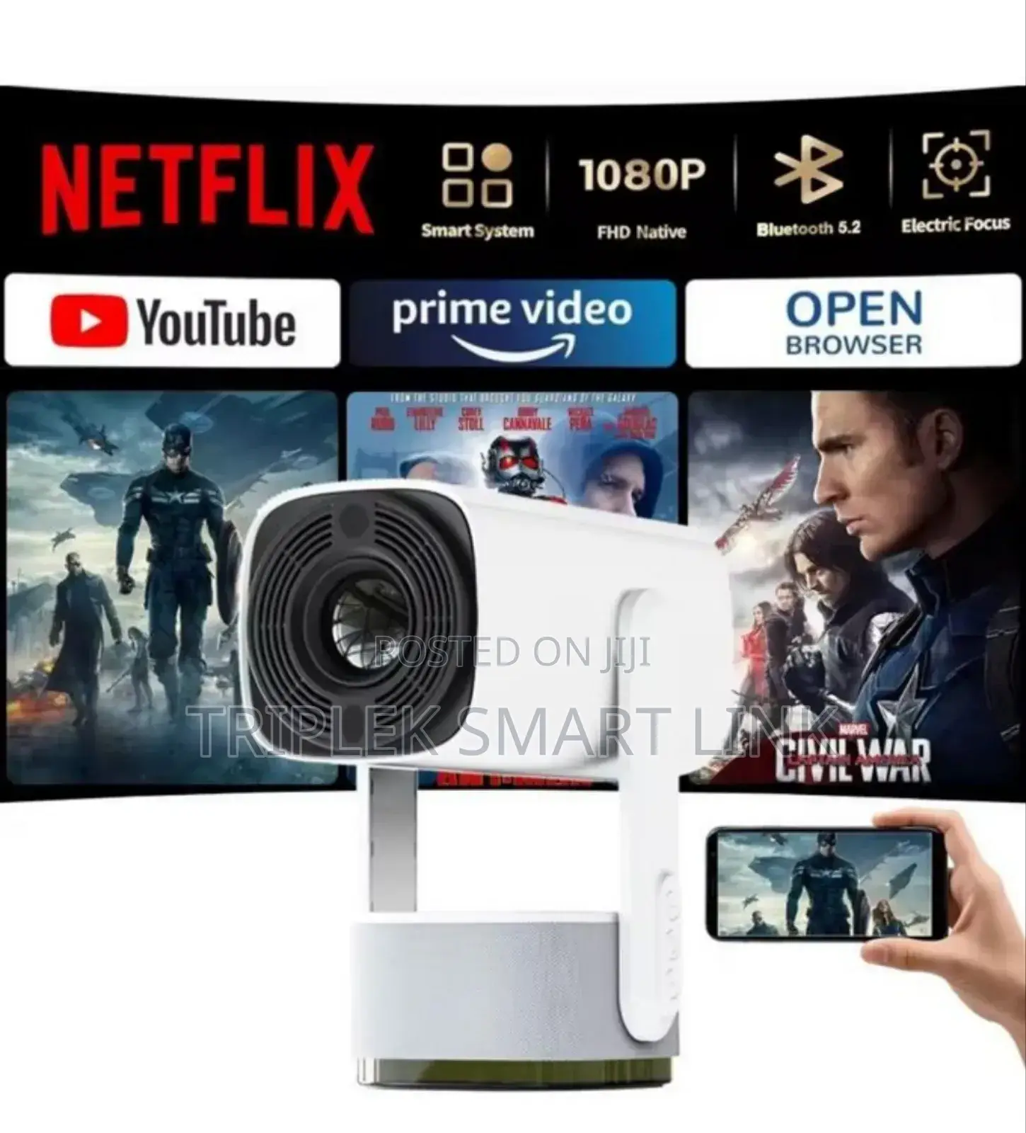  Projector Smart Android 11 Rechargeable Bluetoth Speaker Wifi. Bulk