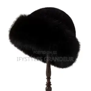Fur Cap in Black and Nude
