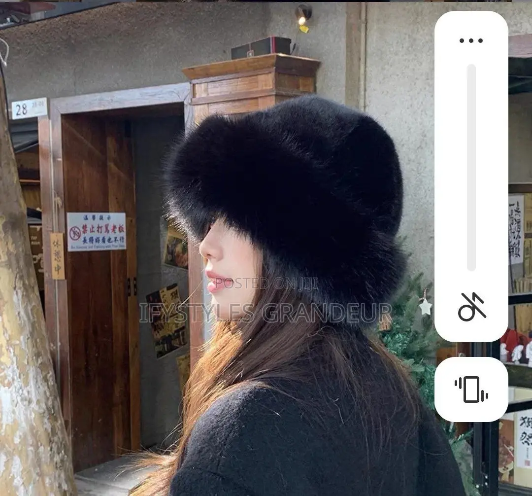 Fur Cap in Black and Nude