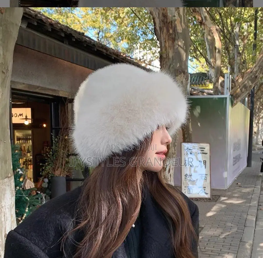 Fur Cap in Black and Nude
