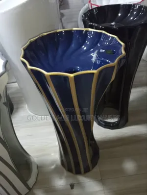 Gold and Blue Pedestal Basin