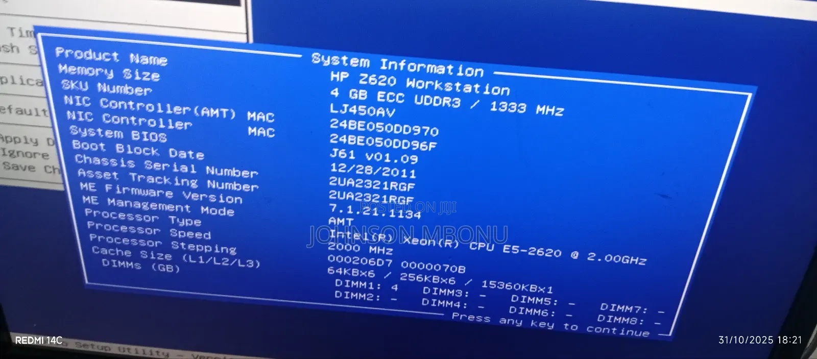 Desktop Computer HP Z620 32GB Intel Xeon HDD 1T