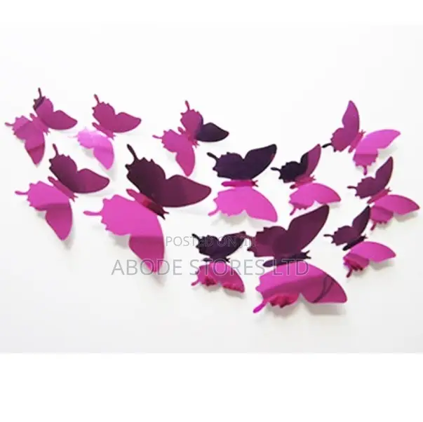 3d Mirror Wall Butterflies Stickers - Purple
