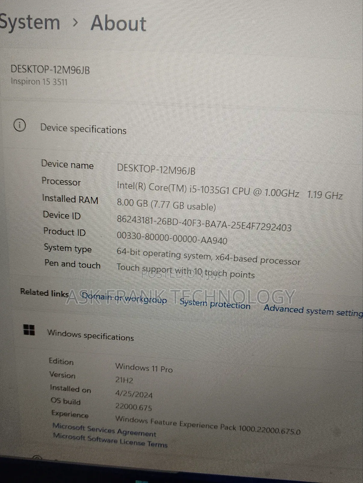 Laptop Dell Inspiron 15 3000 8GB Intel Core i5 SSD 500GB