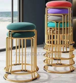 Luxury Gold Round Metal Morden Stackable Dinning Stool Chair