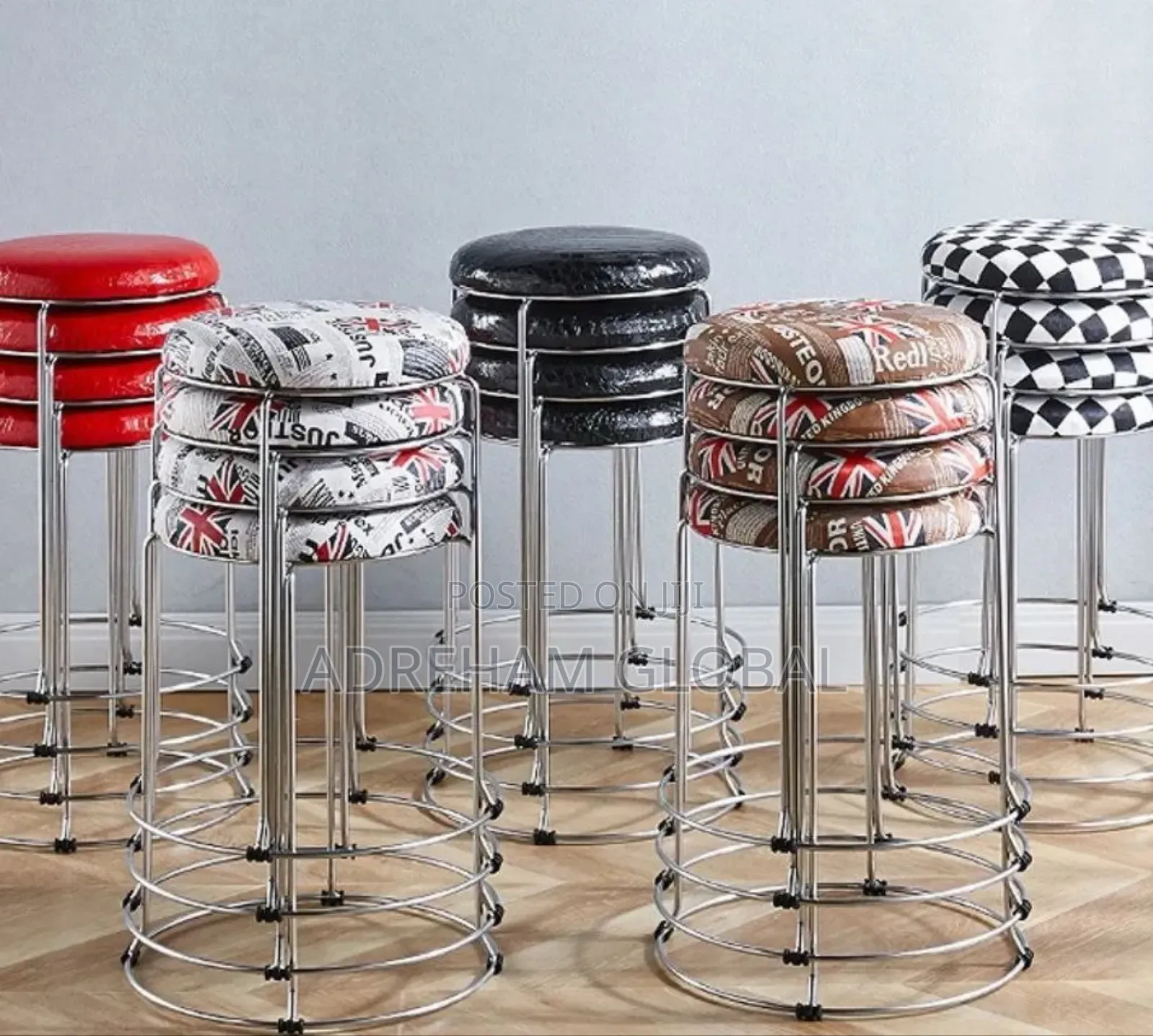 Round Metal Morden Stackable Dinning Stool Chair