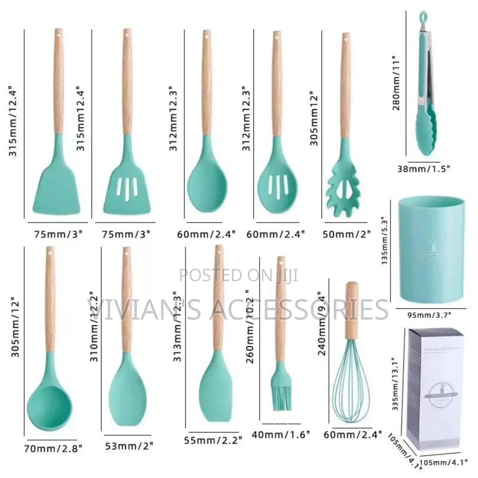 12pcs Silicone Cooking Spoon Set