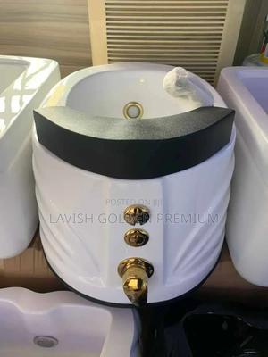 Original Acrylic Pedicure Foot Spa Bowl White and Gold