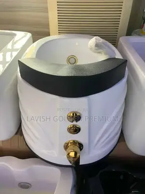Original Acrylic Pedicure Foot Spa Bowl White and Gold