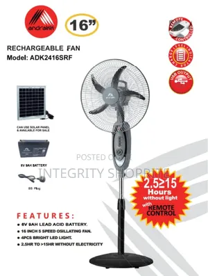 Quality Andraak Rechargeable Fan 16