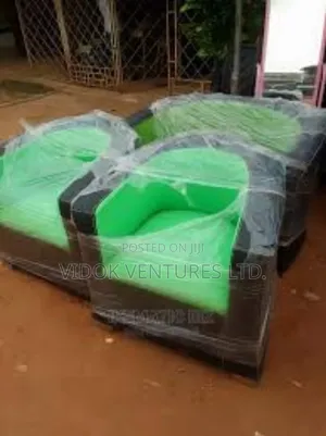 2 Singles One Double Bucket Chairs Black and Green Color