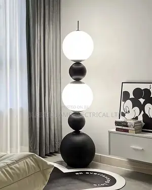 Modern Black White Orb Floor Lamp