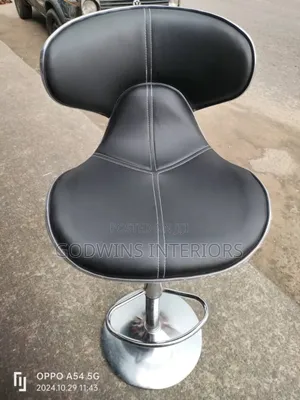 Modern Adjustable Bar Stool – Black Leather Chrome Finish