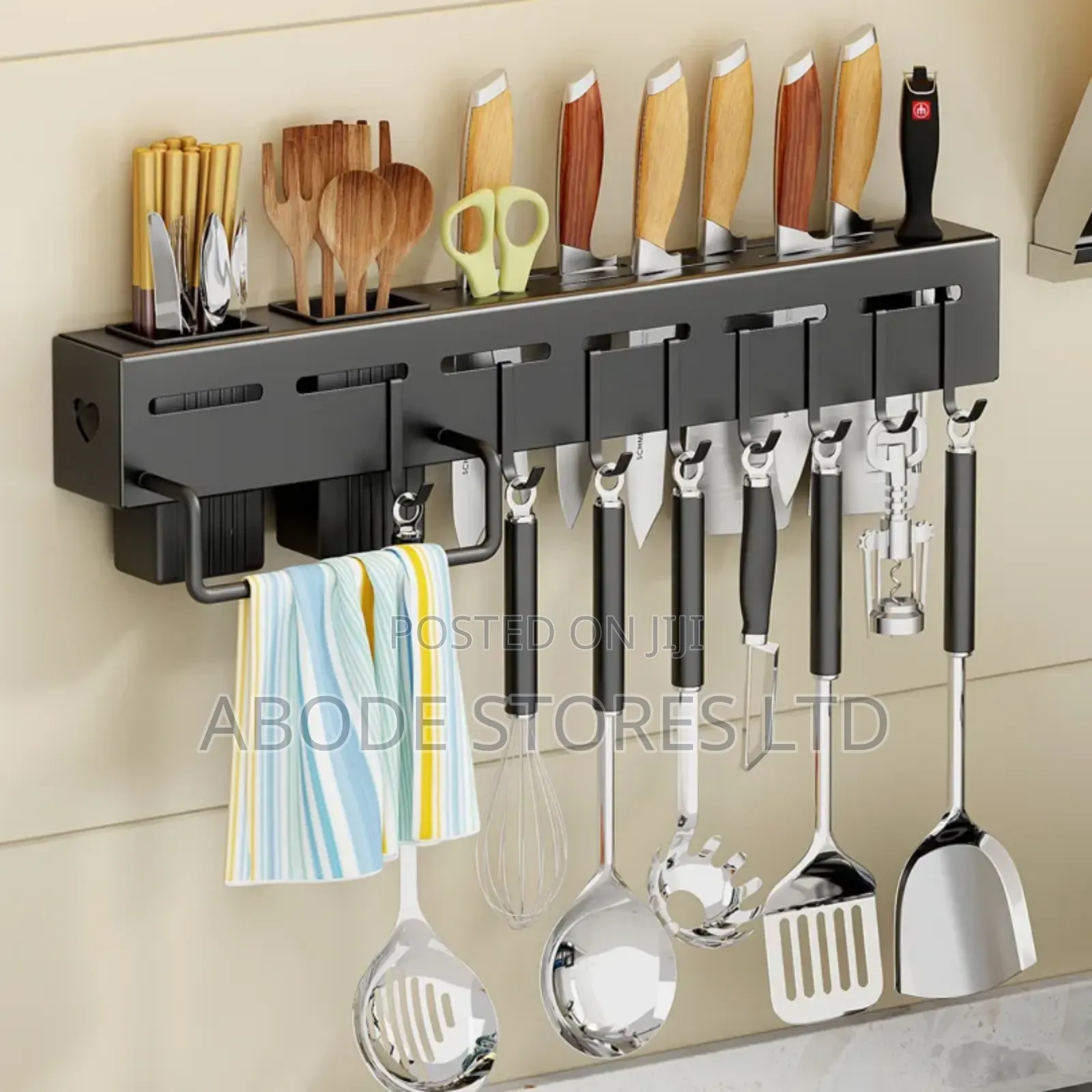 Wall Mounted Knife Cutlery Holder Rack With Hooks