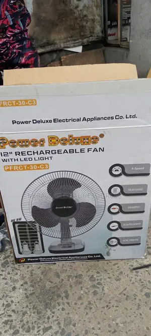 Power Deluxe Table Rechargeable Fan