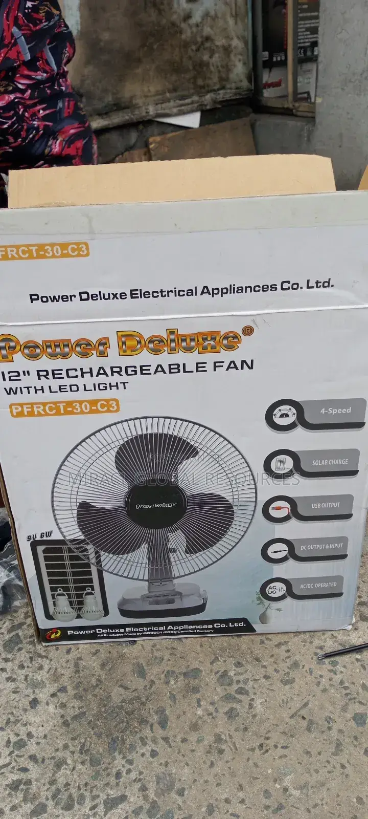 Power Deluxe Table Rechargeable Fan