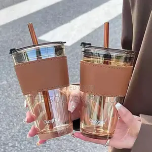 Glass Cup With Leather - 1 Piece