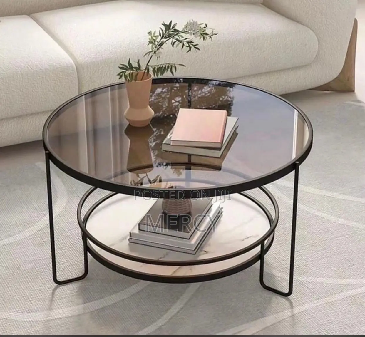 Simple Glass Table Top and Marble Down