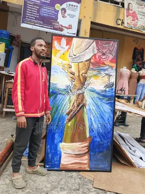 New Year Discount Now, God Saves Pure Original Oil Paint Very Tall