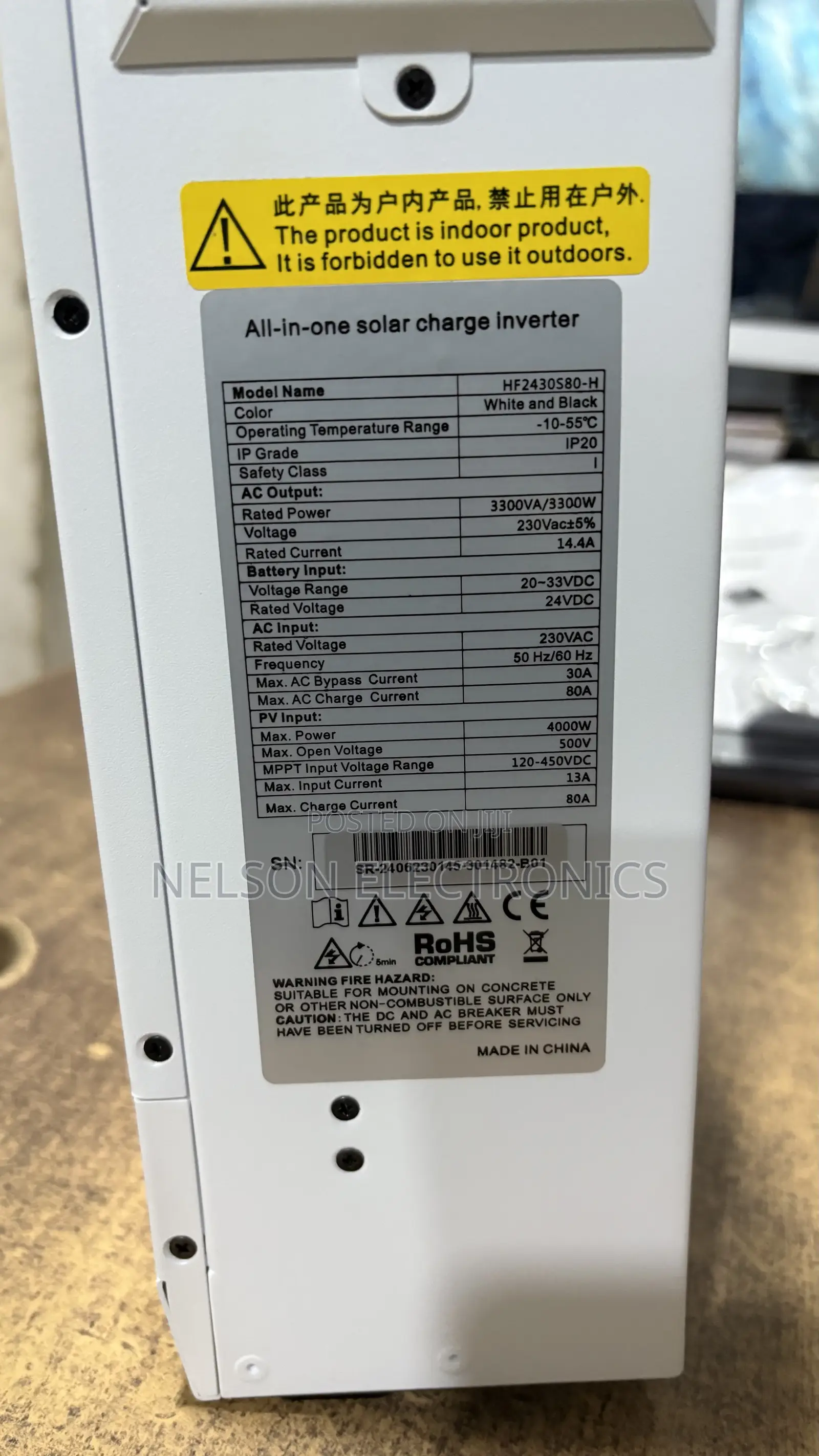 Srne 3.3kva 24volt Hybrid Inverter With 80a MPPT Charge Controller