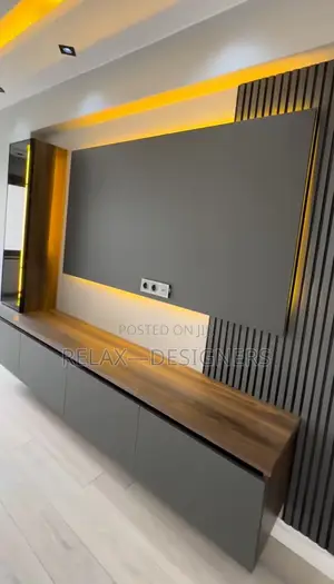 Tv  Console With Mix of Dark Gray.