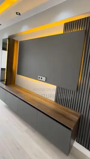 Tv  Console With Mix of Dark Gray.