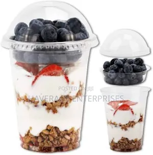 Parfait Cups - 100/1,000pces With Dome Lids & Inserter 12ozt
