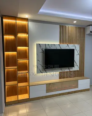 Tv  Stand With Lighted  Shelf