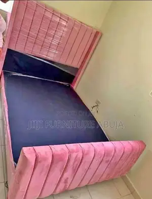 Pink Bed  With Vertical Lines