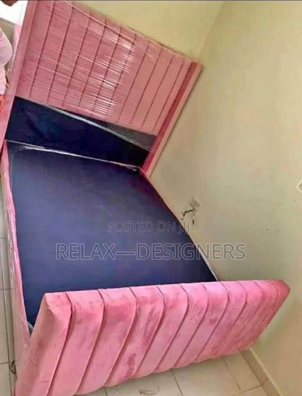 Pink Bed  With Vertical Lines