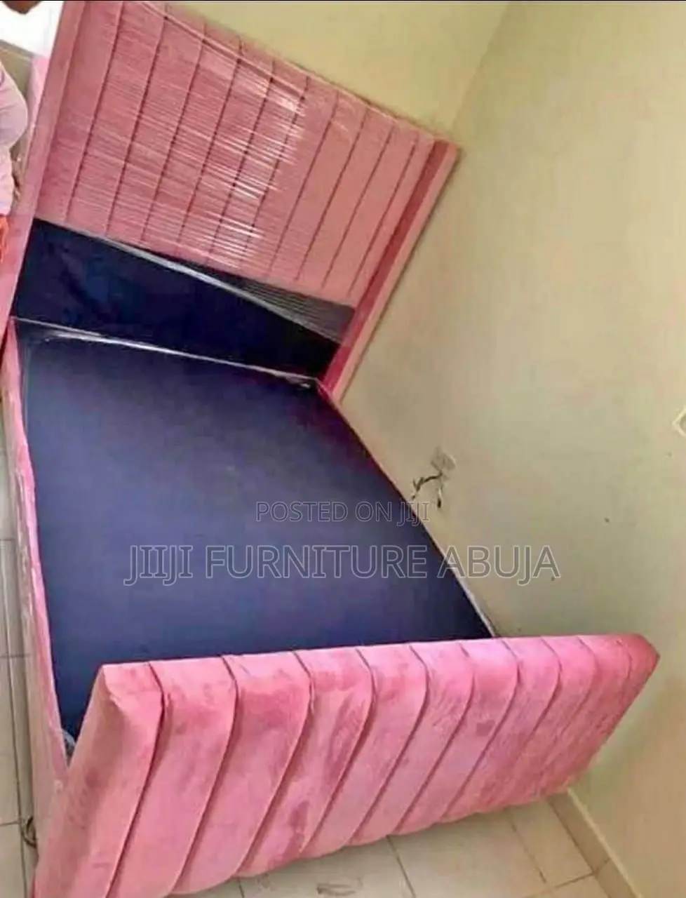 Pink Bed  With Vertical Lines