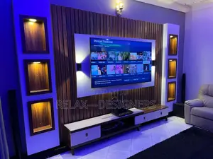 Brown Tv  Console With White Color