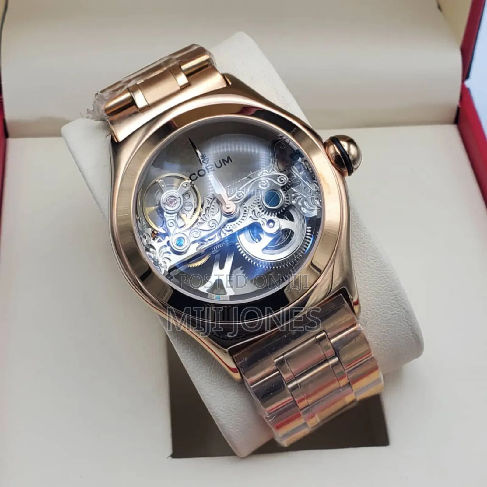 "Timepiece Elegance: Corum Inspired Skeleton Dial Watch"