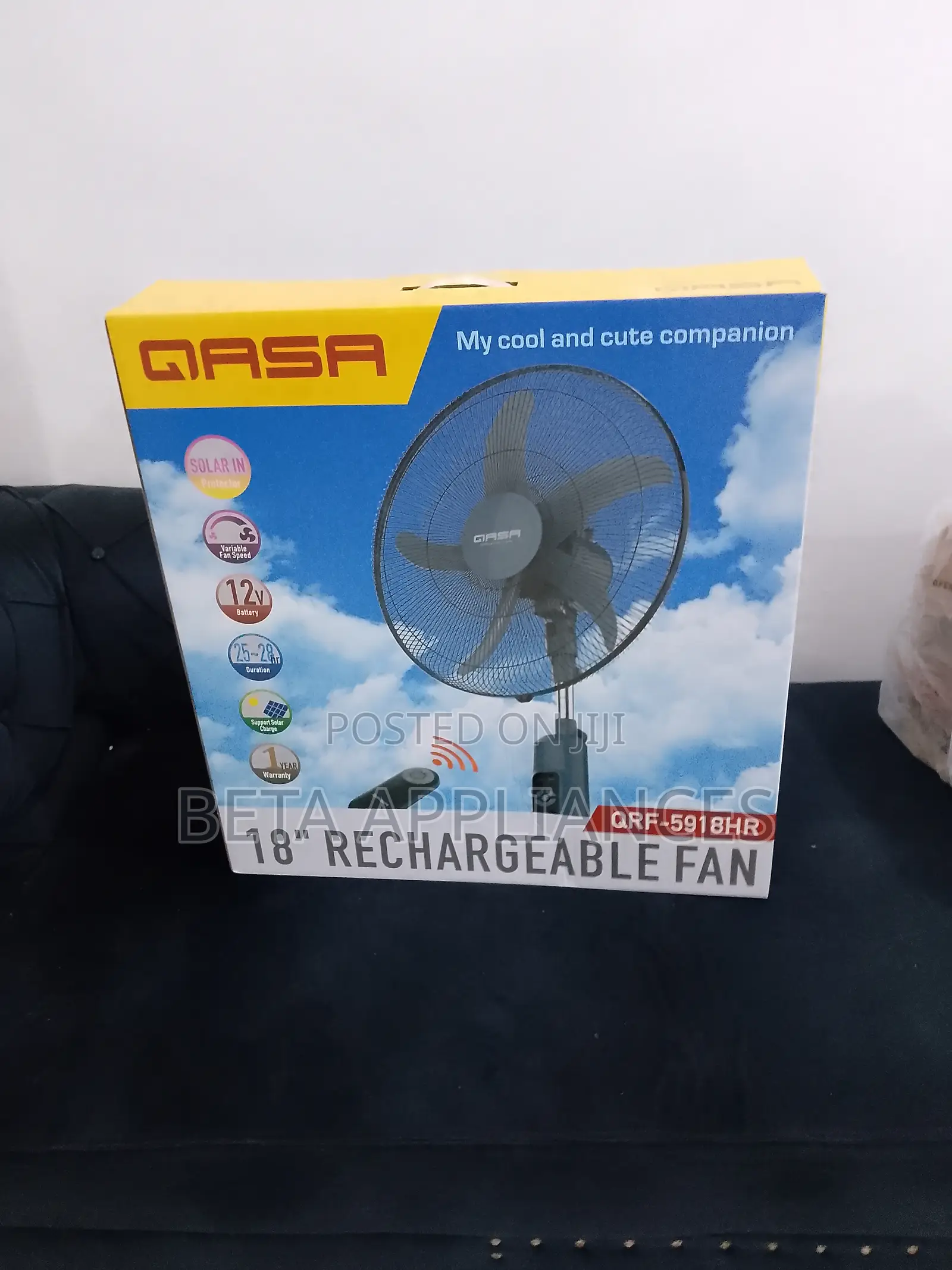 Quasa 18" Rechargeable Standing Fan