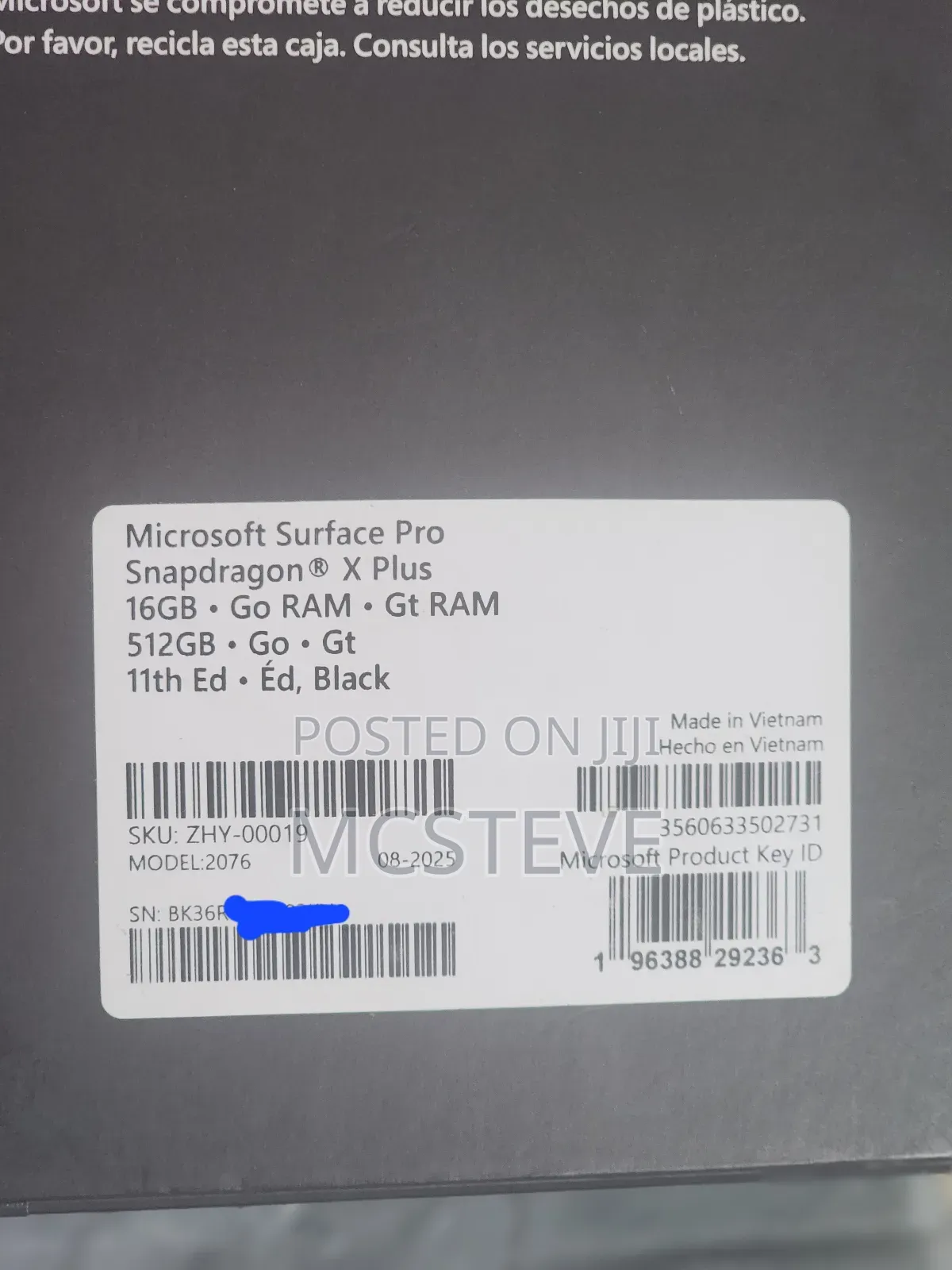 New Laptop Microsoft Surface Pro Copilot+ PC 12 16GB SSD 512GB