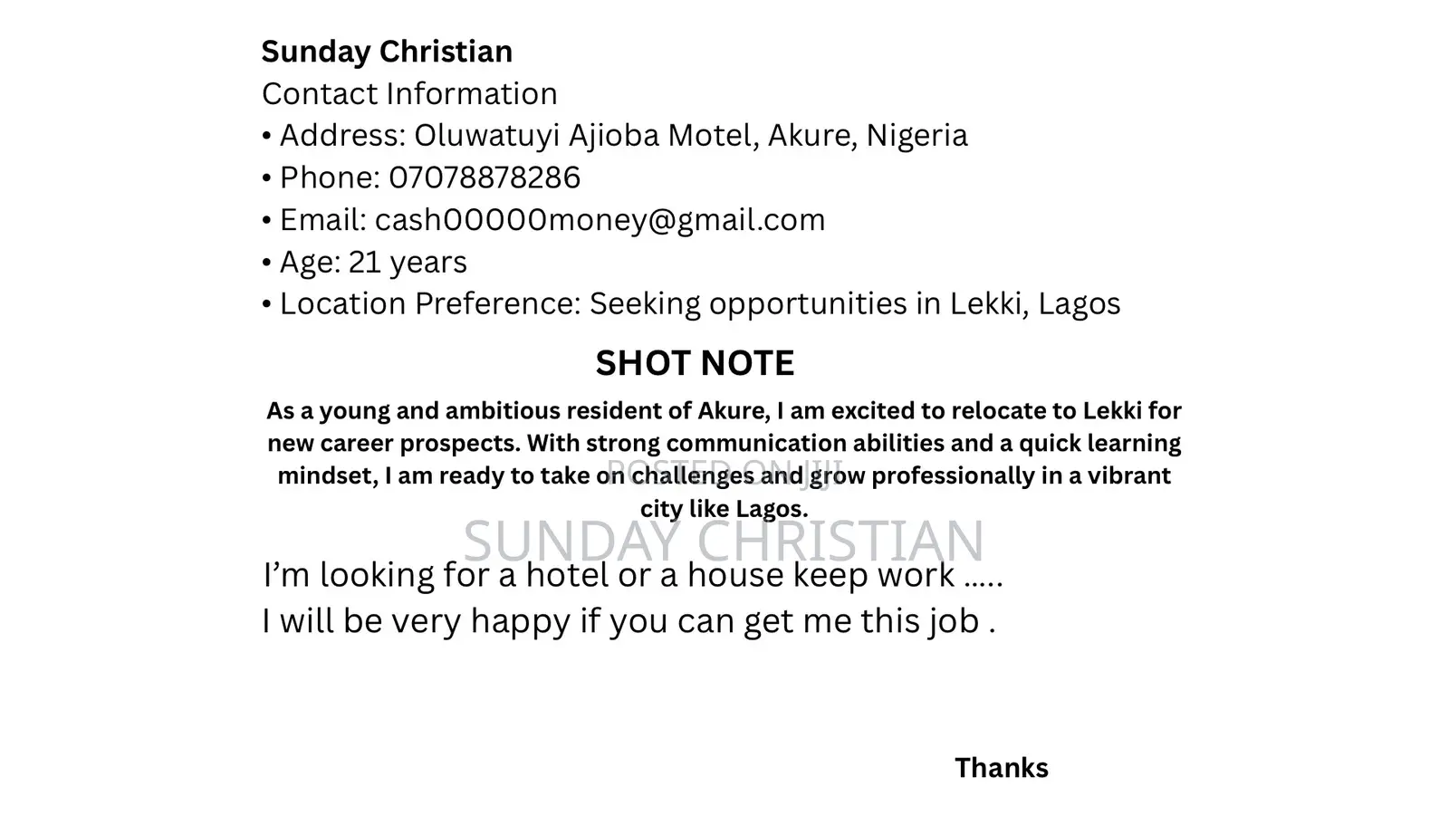 Housekeeping Cleaning CV