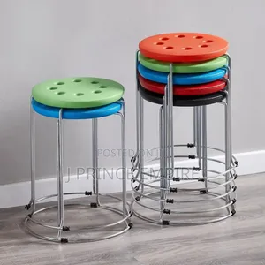 Cushion Home Stainless Steel Dining Stool - Round Metal Sofa Stool