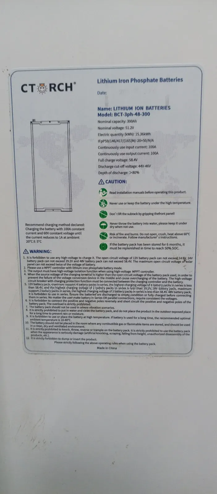 Ctorch 15.4kwh Lithium Battery