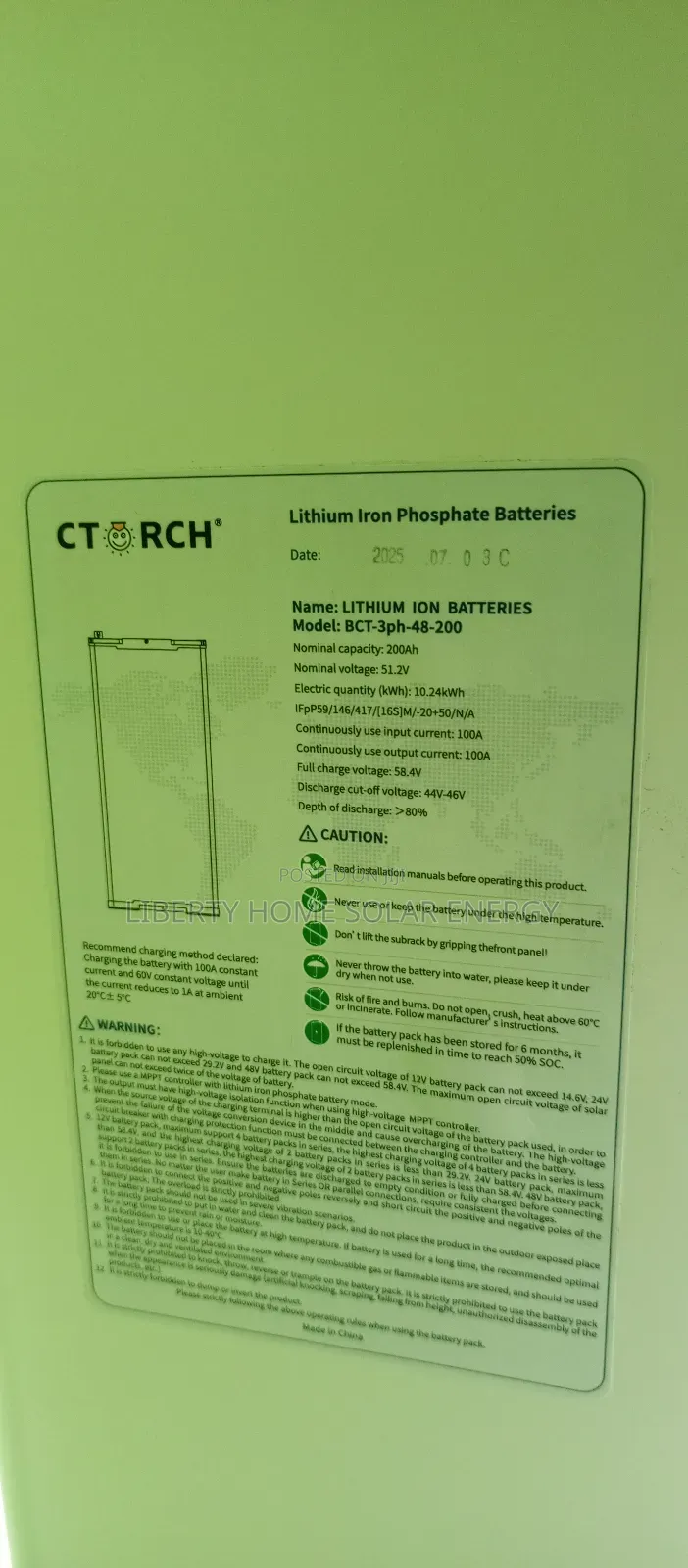 Ctorch 10.3kwh Lithium Battery