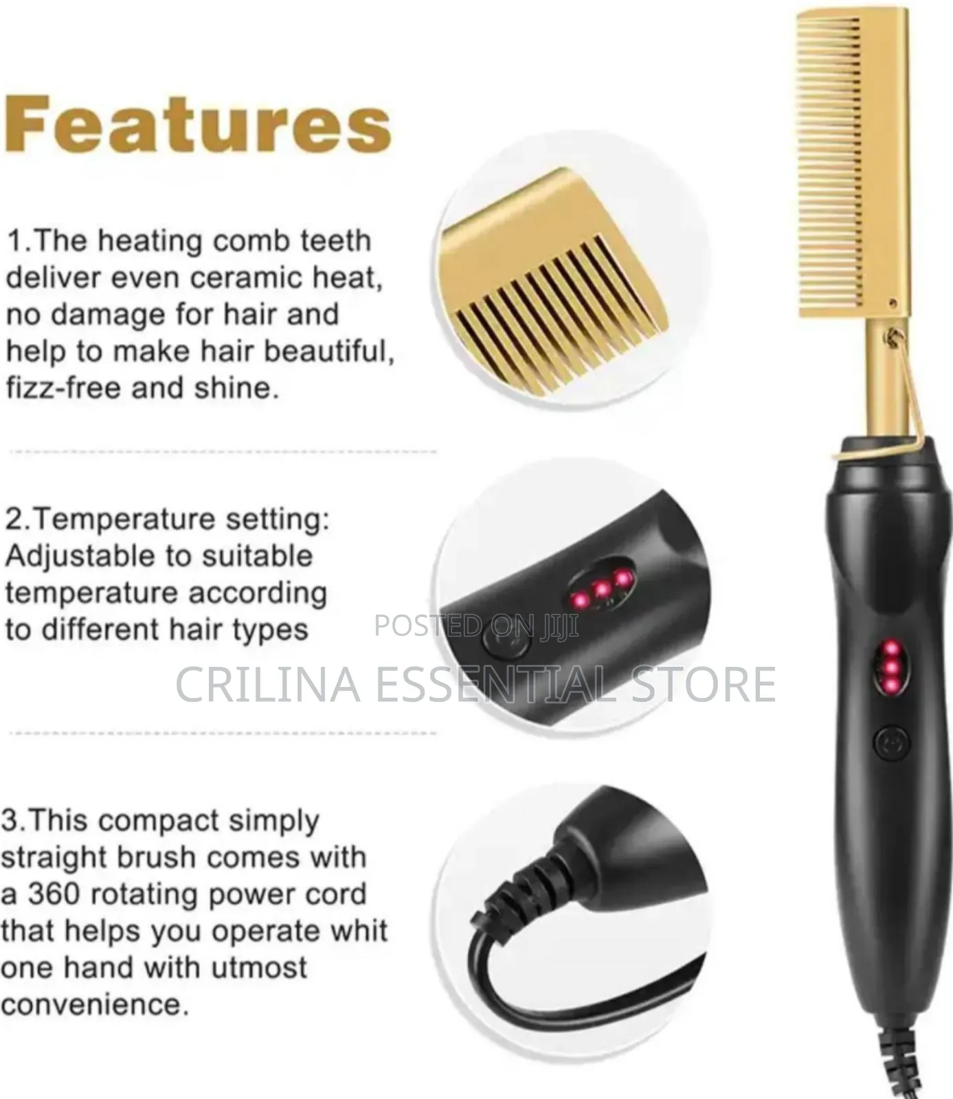 Hot Electric Heating Hair Flattening - Comb