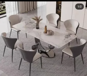 Portable Marble Top Dining Table With Luxury Chairs