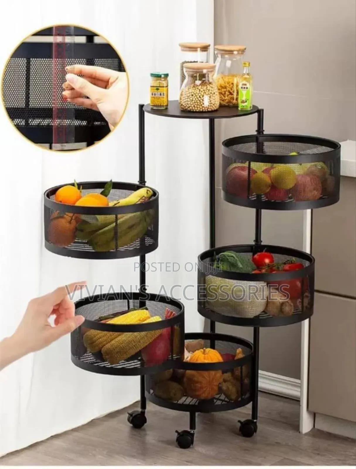 5 Layer Round Rotating Fruit and Vegetables Storage Rack.