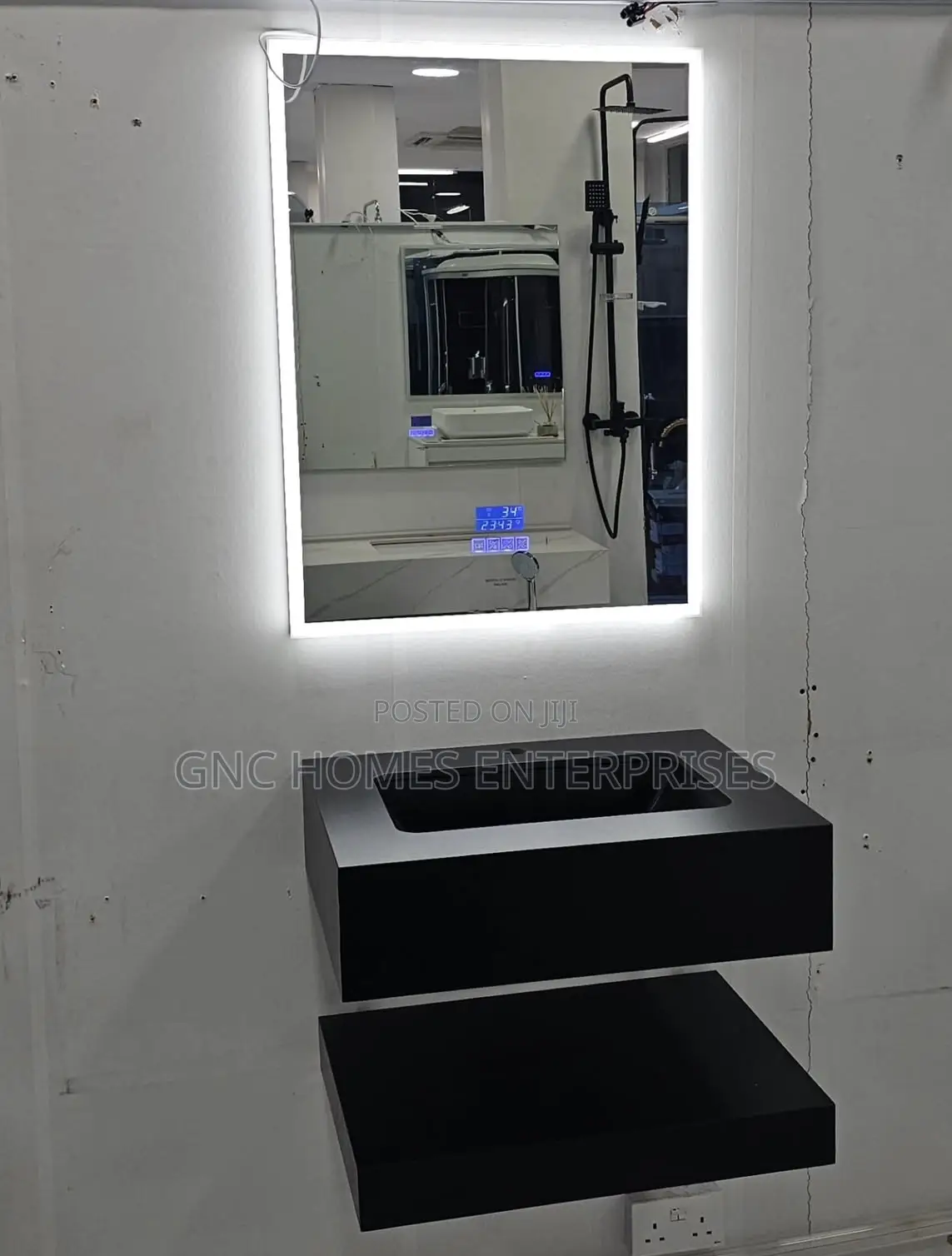 Black Carbinet Basin With Mirror 60cm Without Bluetooth