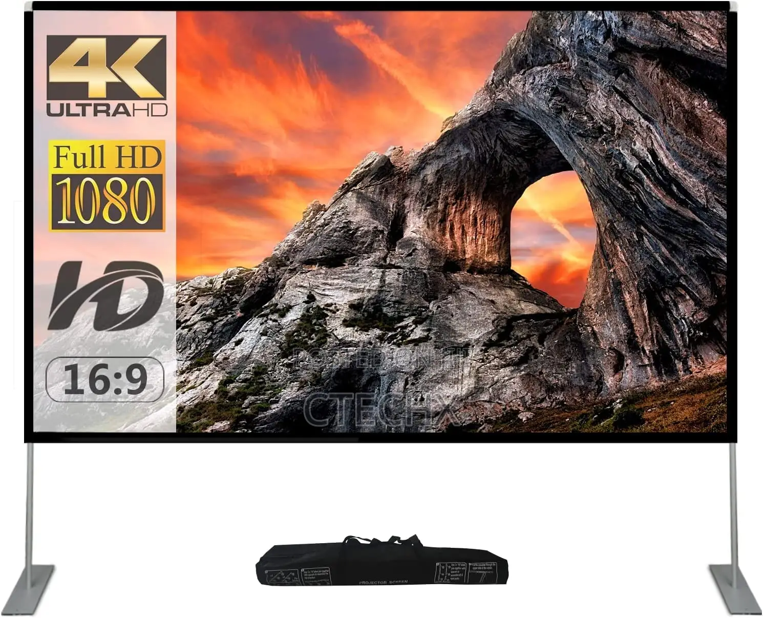 Projector Screen With Stand 100 Inch Screen 16:9 Hd Rear Front